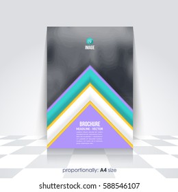 Corporate Leaflet, Textbook Cover. Image Add Feature Print Ready Business Pamphlet Design, Multicolored Brochure, Booklet Template. A4 Flyer Document and Vector Background