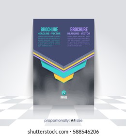 Corporate Leaflet, Textbook Cover. Image Add Feature Print Ready Business Pamphlet Design, Multicolored Brochure, Booklet Template. A4 Flyer Document and Vector Background