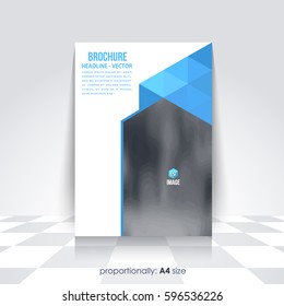 Corporate Leaflet, Textbook Cover. Image Add Feature Print Ready Business Pamphlet Design, Multicolored Brochure, Booklet Template. A4 Flyer Document and Vector Background.
