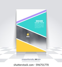 Corporate Leaflet, Textbook Cover. Image Add Feature Print Ready Business Pamphlet Design, Multicolored Brochure, Booklet Template. A4 Flyer Document and Vector Background