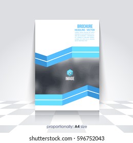 Corporate Leaflet, Textbook Cover. Image Add Feature Print Ready Business Pamphlet Design, Multicolored Brochure, Booklet Template. A4 Flyer Document and Vector Background
