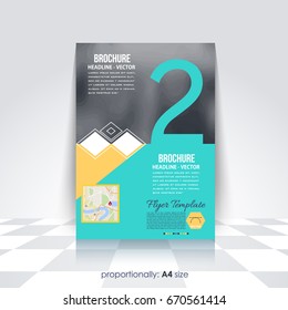 Corporate Leaflet, Textbook Cover. Image Add Feature Print Ready Business Pamphlet Design, Multicolored Brochure, Booklet Template. A4 Flyer Document and Vector Background