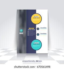 Corporate Leaflet, Textbook Cover. Image Add Feature Print Ready Business Pamphlet Design, Multicolored Brochure, Booklet Template. A4 Flyer Document and Vector Background