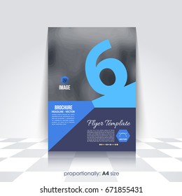 Corporate Leaflet, Textbook Cover. Image Add Feature Print Ready Business Pamphlet Design, Multicolored Brochure, Booklet Template. A4 Flyer Document and Vector Background