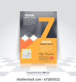 Corporate Leaflet, Textbook Cover. Image Add Feature Print Ready Business Pamphlet Design, Multicolored Brochure, Booklet Template. A4 Flyer Document and Vector Background