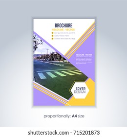 Corporate Leaflet, Textbook Cover. Image Add Feature Print Ready Business Pamphlet Design, Multicolored Brochure, Booklet Template. A4 Flyer Document and Vector Background