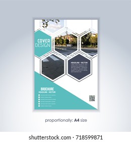 Corporate Leaflet, Textbook Cover. Image Add Feature Print Ready Business Pamphlet Design, Multicolored Brochure, Booklet Template. A4 Flyer Document and Vector Background