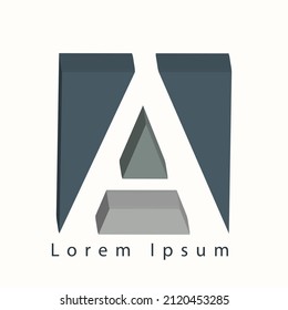 corporate letter A logo in 3d style