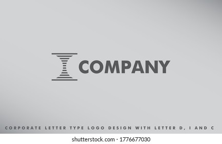 Corporate Letter Mark logo Design with the combination of letters I, D and C in Striped Lines