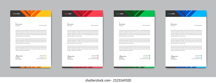 Corporate Letterhead Design For Any Project. Modern Letterhead Design For Your Business. Letter Head, Letterhead Template. Minimalist Style Letterhead Design. Simple Vector Illustration. 