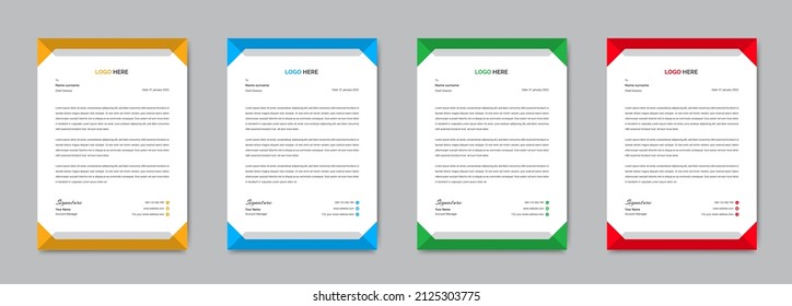 corporate letterhead design for any project. modern letterhead design for your business. letter head, Letterhead Template. minimalist style letterhead design. simple vector illustration. 