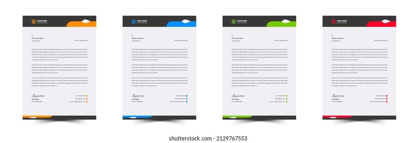 diseño de membrete corporativo para cualquier proyecto. diseño moderno de membrete para su negocio. cabecera de letra, plantilla de membrete. diseño de membrete de estilo minimalista. ilustración vectorial simple. 