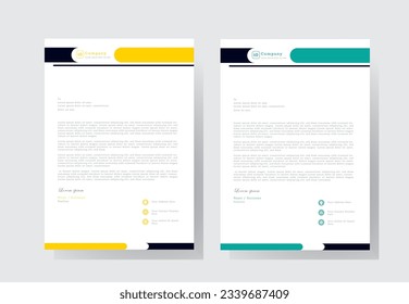 Corporate letterhead Design Template, Yellow and Blue Fully Editable Professional Letterhead