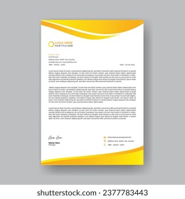 Diseño de plantillas corporativas de membrete en A4, plantilla de diseño creativo y moderno de membrete para tu proyecto, membrete, cabeza de letra, diseño de membrete de color amarillo.