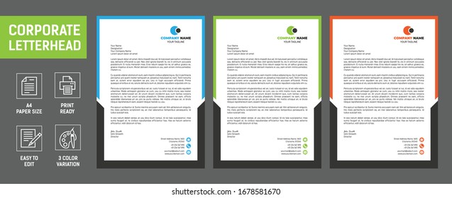 
Corporate Letterhead Templates with Three Color