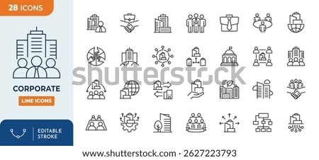 Corporate line editable icon set. Linear icon collection. Editable stroke. Vector illustration	
