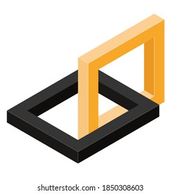 Corporate logo concept. Colored black and yellow isometric squares. Vector illustration