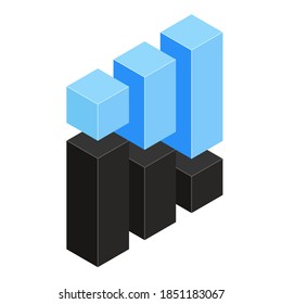 Corporate logo concept. Colored black and blue isometric blocks. Vector illustration