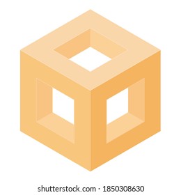 Corporate logo concept. Orange isometric block with holes. Vector illustration