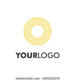 Corporate logo design, modern and simple. Symbol depicting a yellow sun.