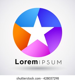 Corporate Logo Template With Star Shaped Element : Vector Illustration