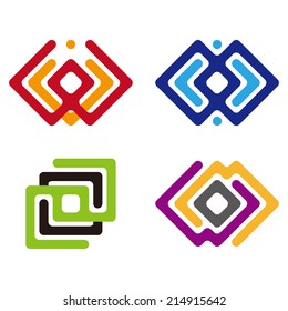 Corporate looped rhombus abstract vector design logo template. Business symbol.   Creative corporate concept.