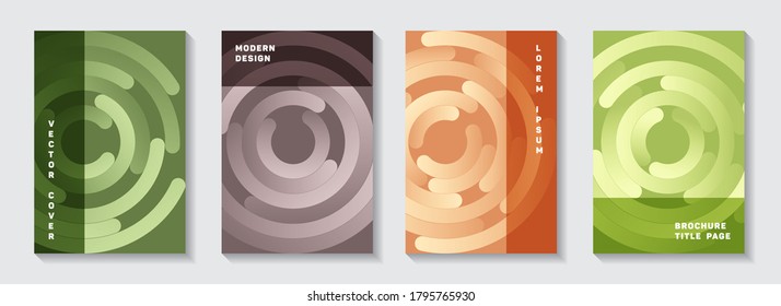 Corporate magazine title pages collection. Graphic presentation circles swirl vector backgrounds. Aim goal achievement circles concept. Futuristic catalog covers layouts.