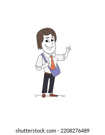 Corporate man character with bag. Business man character with bags vector isolated on a white background.  