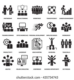 corporate management and business leader training icon and symbol