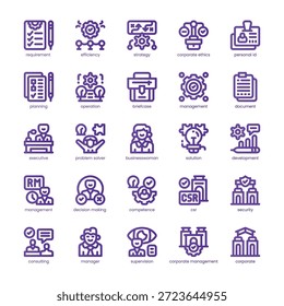 Corporate Management Icon Pack für Ihre Website, Ihr Handy, Ihre Präsentation und Ihr Logo-Design. Corporate Management Symbolzeile Grundfarbdesign. Vektorgrafik-Illustration und bearbeitbarer Strich.