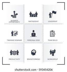 CORPORATE MANAGEMENT ICON SET