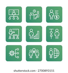 Ícone de gerenciamento corporativo definir coleção. Ilustração de ícone de vetor