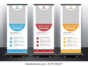 Corporate marketing agency business roll up banner design, standee banner template, Minimal x Banner, Pull up banner, Modern marketing agency roll up design