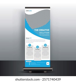 Corporate marketing agency business roll up banner design, standee banner template, Minimal x Banner, Pull up template, Modern marketing agency roll up banner