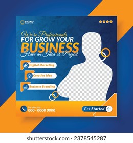 Corporate marketing agency social media post design template and web banner ads. business promotional webinar design template.
