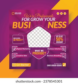 Corporate marketing agency social media post design template and web banner ads. business promotional webinar design template.
