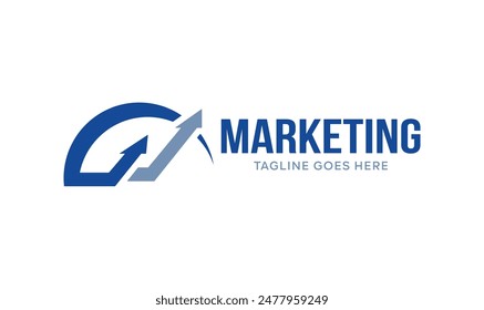 Corporate Marketing Business Company logo design with arrow combination blue color vector