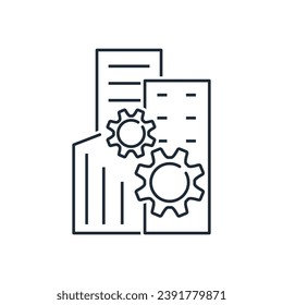  Corporate mechanism. Vector linear illustration icon isolated on white background.