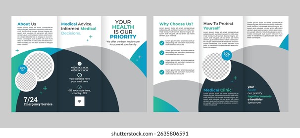 corporate medical and healthcare trifold brochure design template