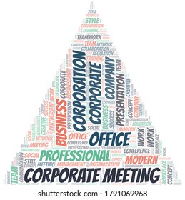 Cloud de palabras vectorial de reunión corporativa, hecho sólo con texto.