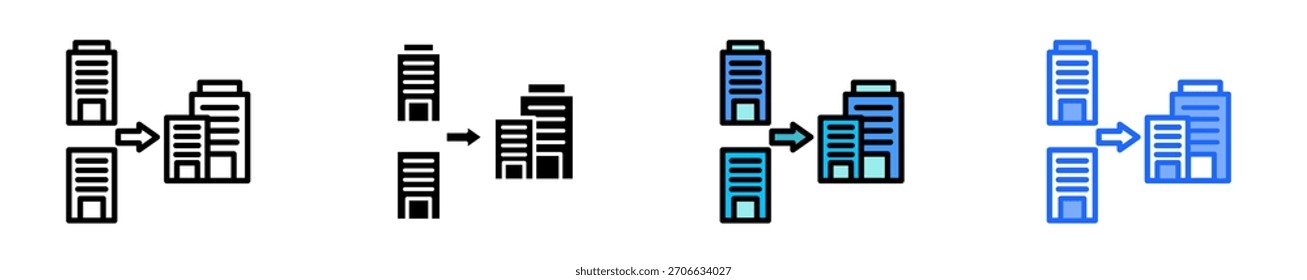 Corporate Merger Icon Set Multiple Style Collection