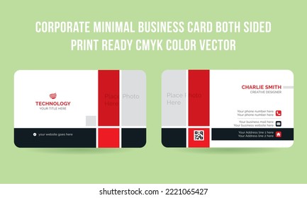 Corporate Minimal Business card Both sided print ready CMYK color vector