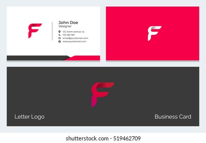 Corporate Minimal Business Visiting Card with Alphabet letter F