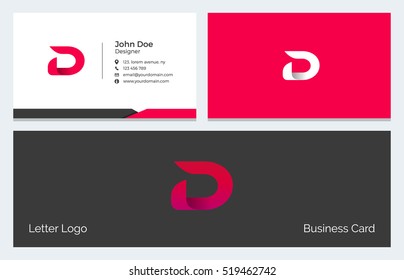 Corporate Minimal Business Visiting Card with Alphabet letter D