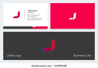 Corporate Minimal Business Visiting Card With Alphabet Letter J