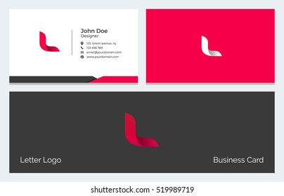 Corporate Minimal Business Visiting Card With Alphabet Letter L