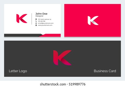 Corporate Minimal Business Visiting Card with Alphabet letter K