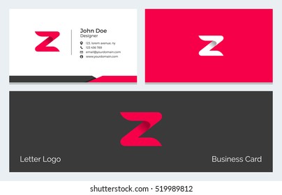 Corporate Minimal Business Visiting Card With Alphabet Letter Z