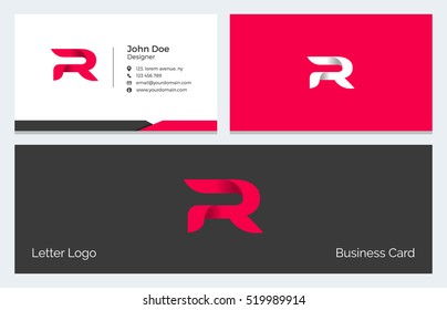 Corporate Minimal Business Visiting Card with Alphabet letter R