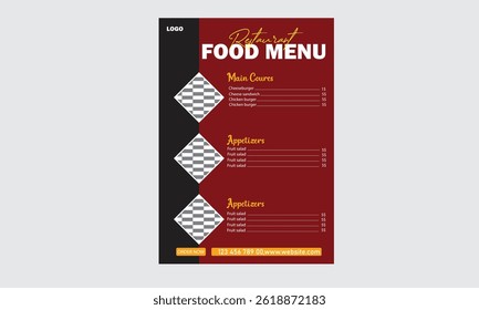 corporate minimal food menu design